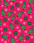 Festive Green Christmas Trees Snowflakes Rug