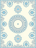 Cream Blue Medallion Floral Accent Rug
