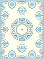 Cream Blue Medallion Floral Accent Rug