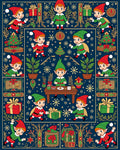 Christmas Elves And Gifts Navy Blue Rug