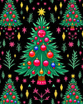 Whimsical Emerald Christmas Tree Garland Rug