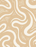 Sandy Beige Swirling Lines Triangles Rug