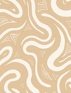 Sandy Beige Swirling Lines Triangles Rug