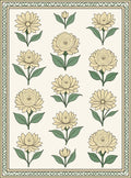 Cream Yellow Floral Garden Border Rug