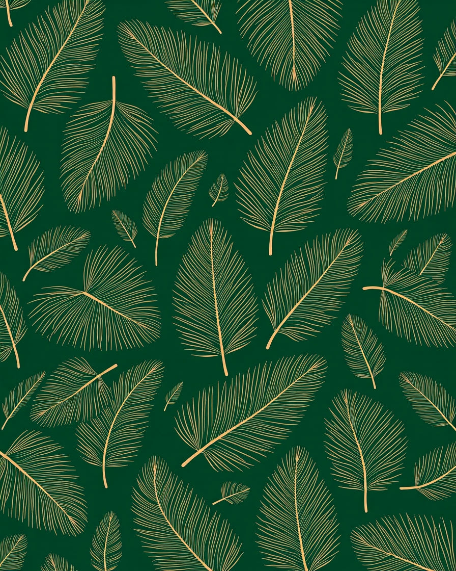 Golden Feather Fern Foliage Rug