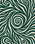 Deep Teal Swirling Wave Harmony Rug