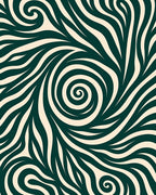 Deep Teal Swirling Wave Harmony Rug