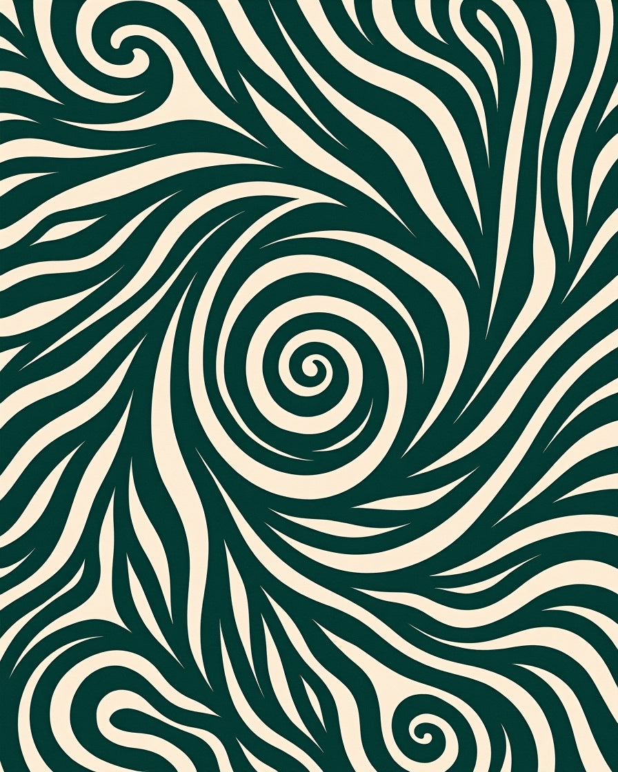 Deep Teal Swirling Wave Harmony Rug