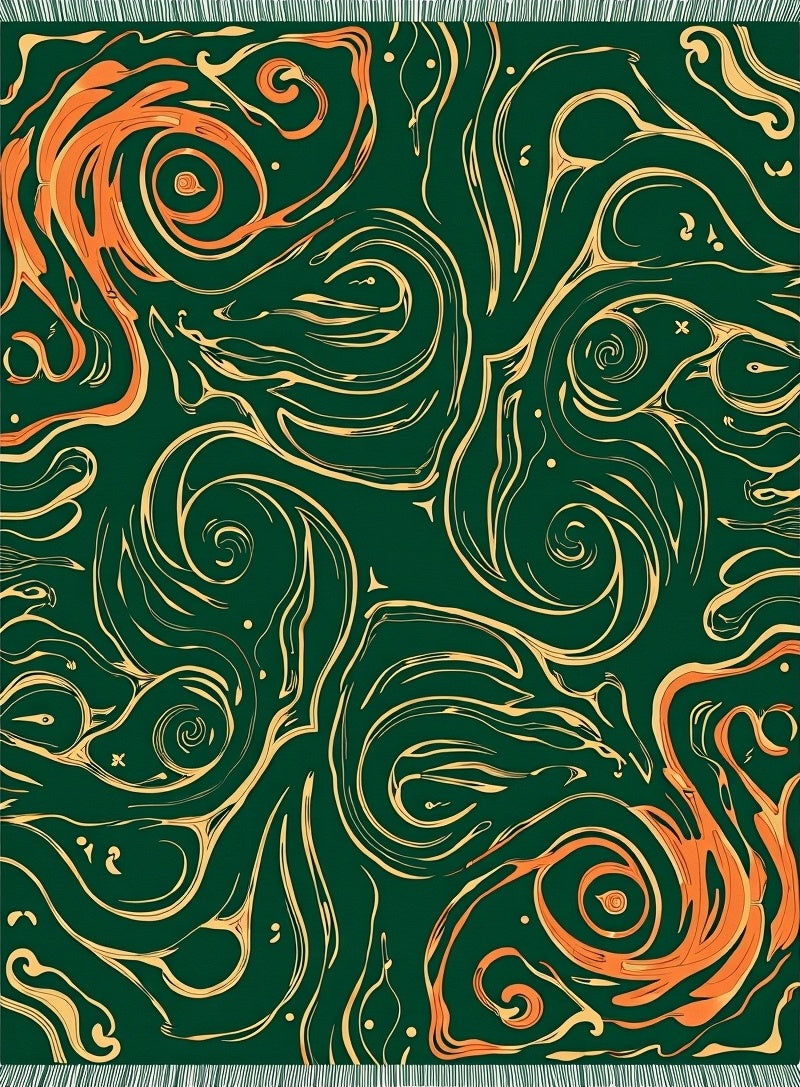 Emerald Green Swirls Abstract Rug