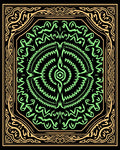 Luminous Green Abstract Inner Swirl Frame Rug