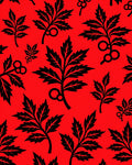 Bold Black Leaf Vine Red Background Rug