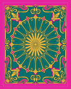 Emerald Teal Floral Starburst Rug