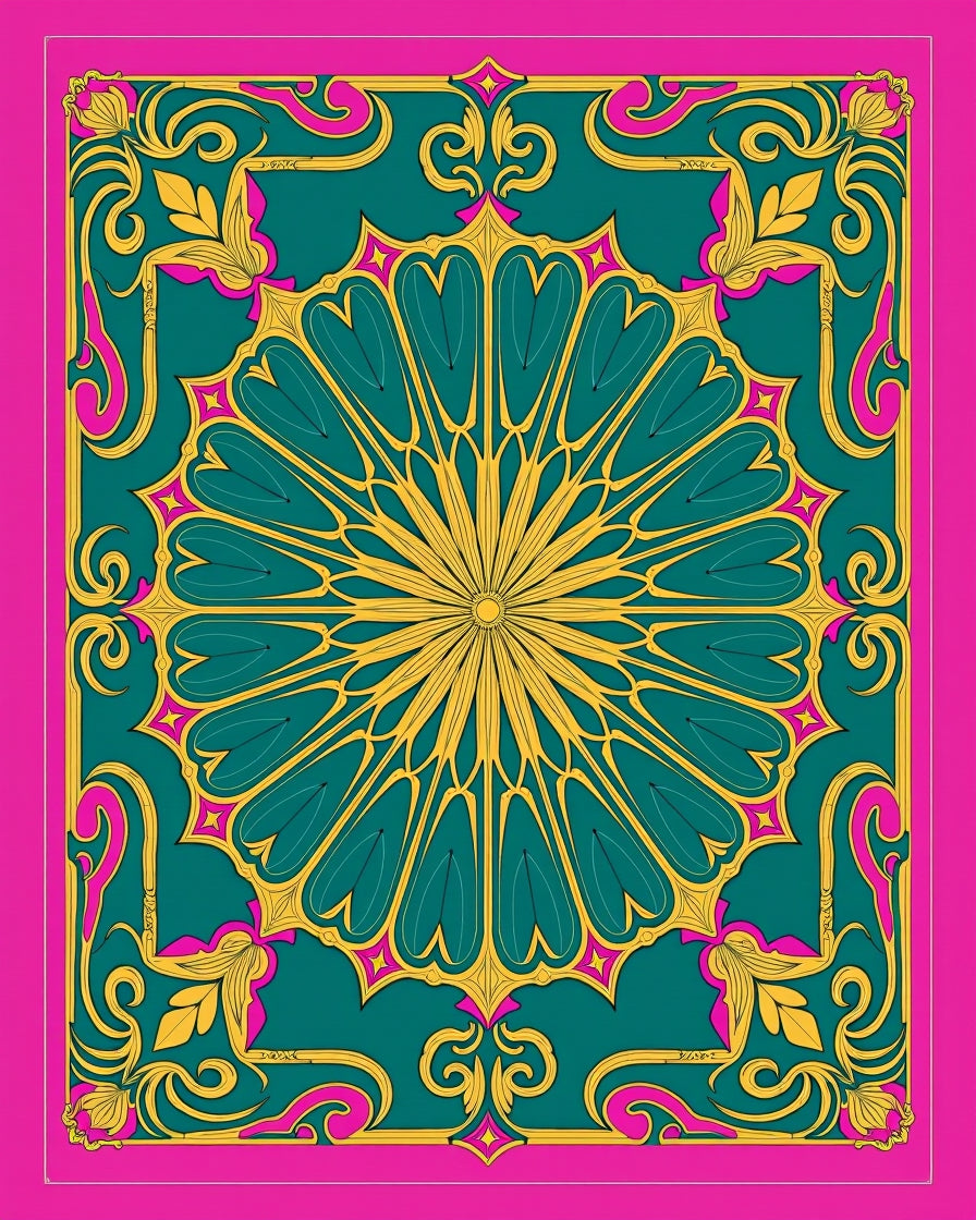 Emerald Teal Floral Starburst Rug