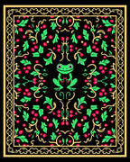 Green Frog Berry Vine Border Rug
