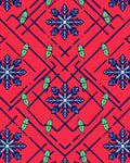 Red Snowflake Geometric Arrangement Rug