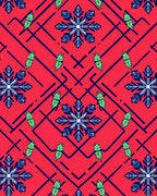 Red Snowflake Geometric Arrangement Rug