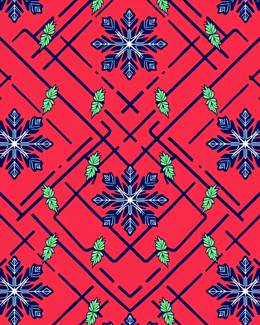 Red Snowflake Geometric Arrangement Rug