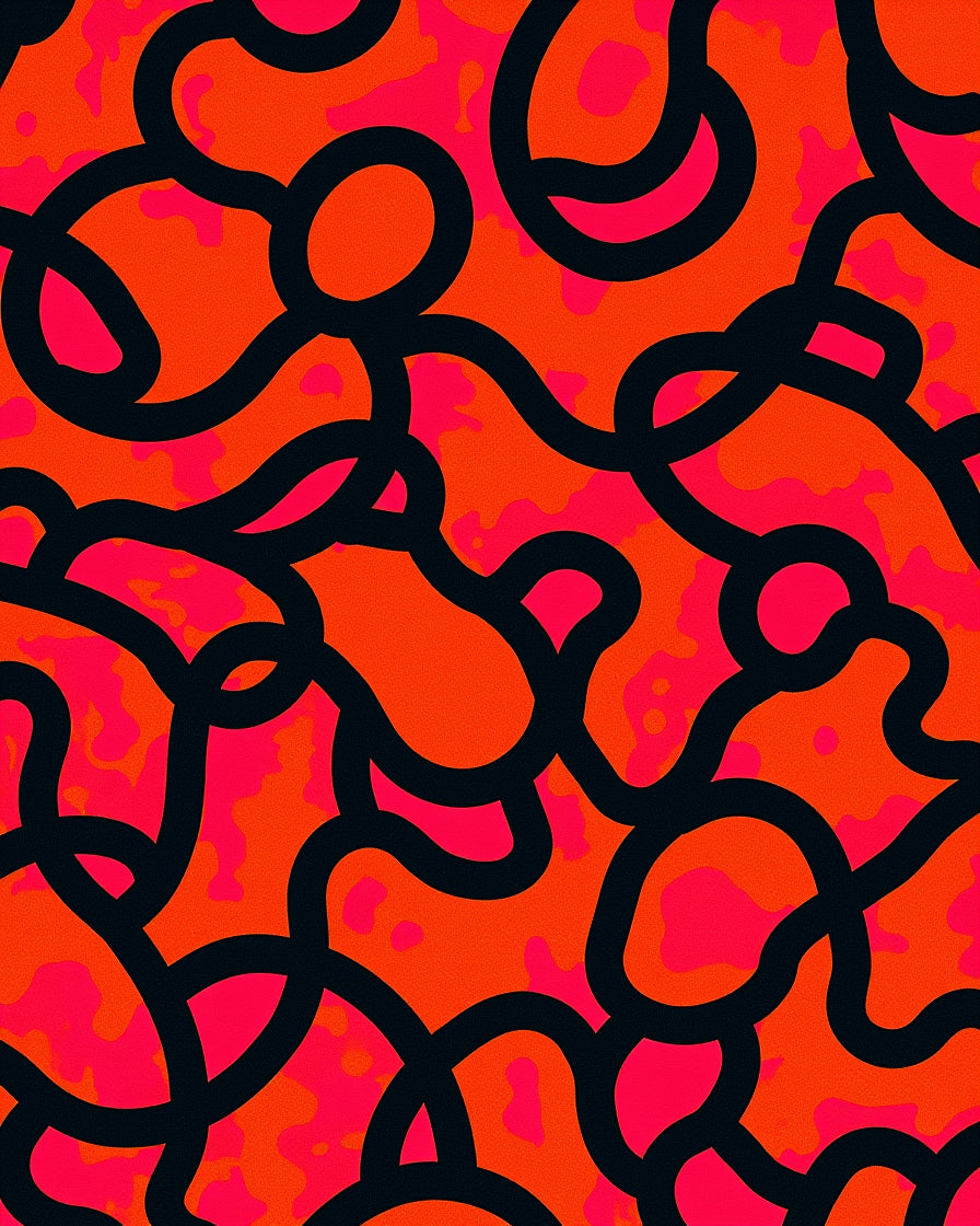 Bold Orange Black Loop Collage Rug