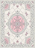 Pink Butterfly Medallion Scrollwork Rug