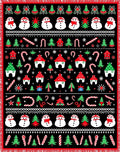 Jolly Snowman and Tree Holiday Stripes Rug