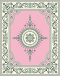 Pink Green Floral Sunburst Frame Rug