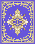 Regal Blue Golden Floral Medallion Rug