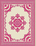 Ornate Crimson Bloom Border Rug