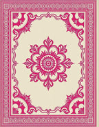 Ornate Crimson Bloom Border Rug