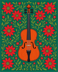 Vintage Violin Floral Green Rug
