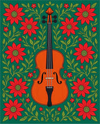 Vintage Violin Floral Green Rug