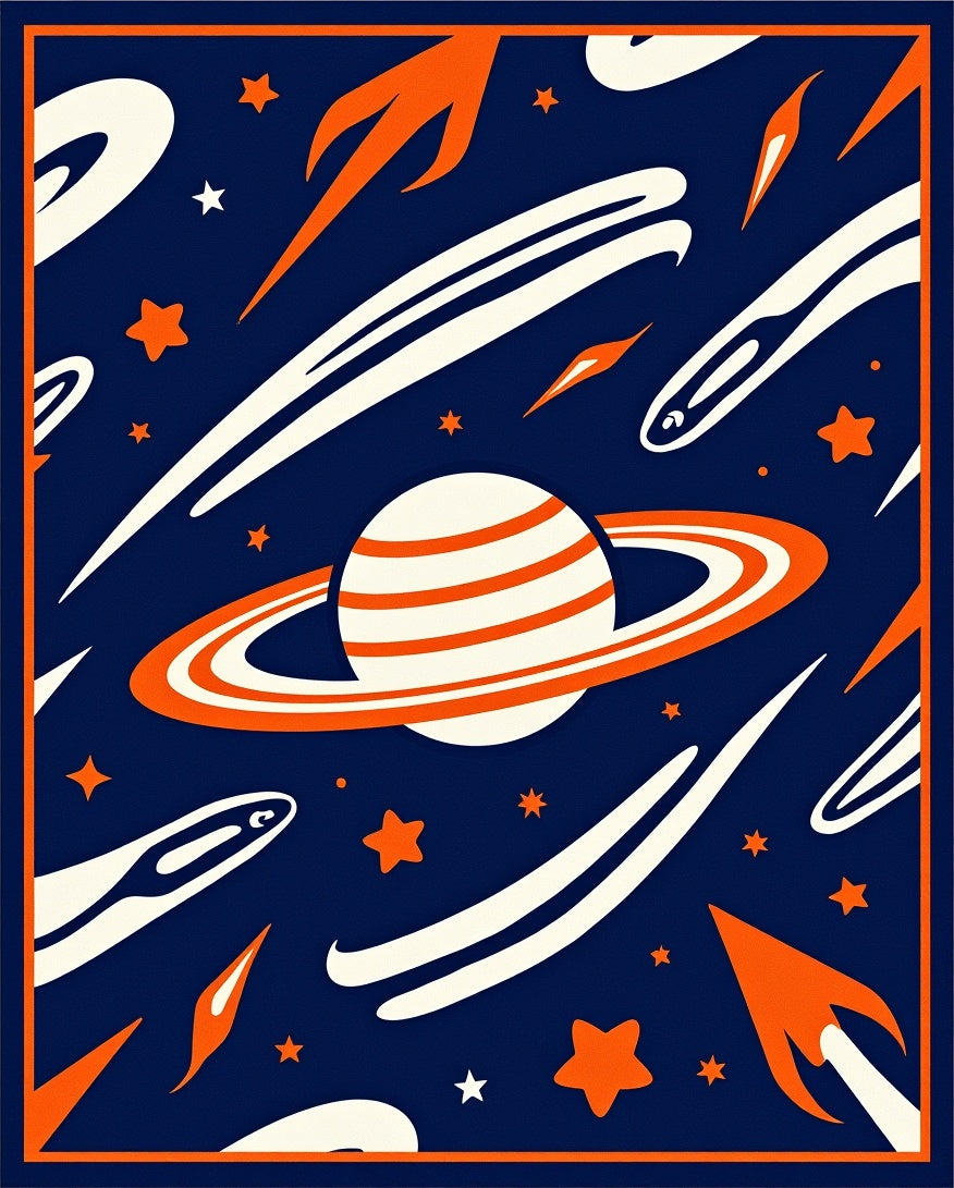 Cosmic Orange Planet Swirl Rug