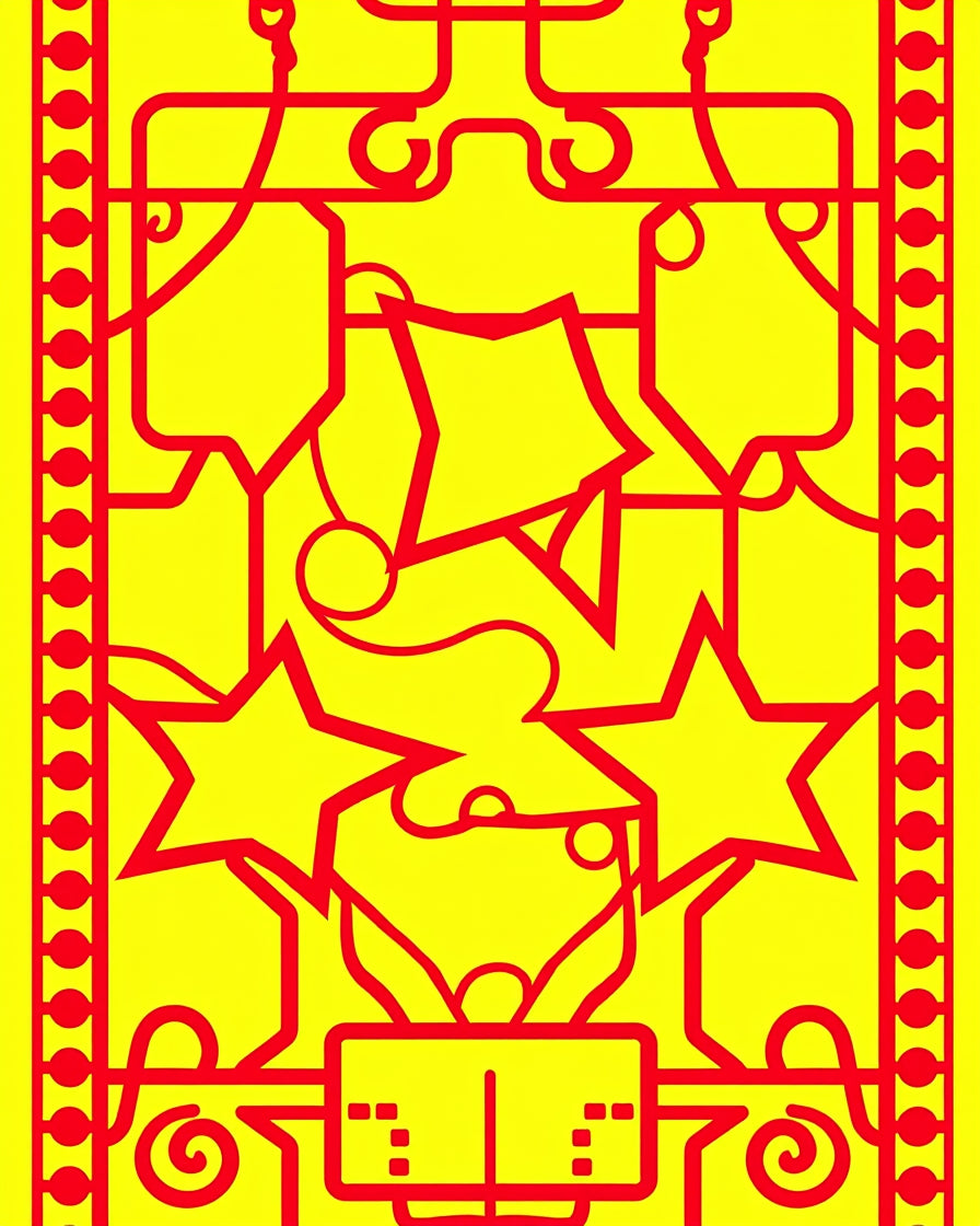 Red Starburst Geometric Panel Rug