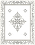 Ornate White Floral Medallion Frame Rug