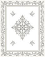 Ornate White Floral Medallion Frame Rug