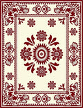 Crimson Botanical Border With Blooms Rug