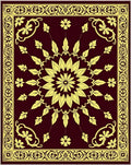 Crimson Yellow Floral Medallion Rug