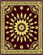 Crimson Yellow Floral Medallion Rug