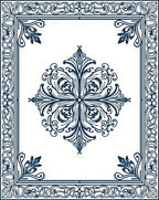 Ornate Dark Blue Floral Medallion Border Rug