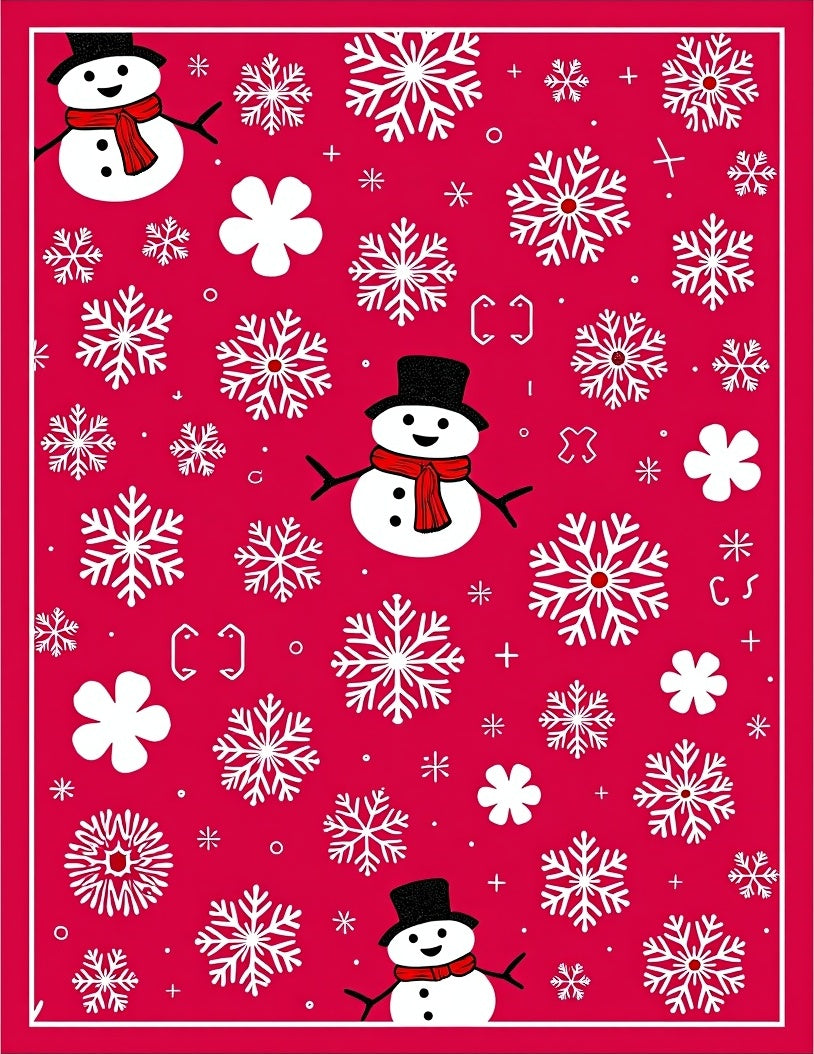 Red Snowman Snowflake Holiday Whimsy Rug