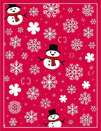Red Snowman Snowflake Holiday Whimsy Rug