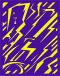 Electric Yellow Lightning Bolt Purple Rug