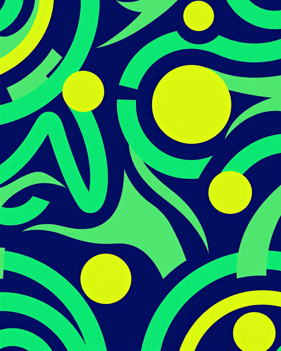 Vibrant Green Yellow Abstract Swirls Rug