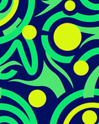 Vibrant Green Yellow Abstract Swirls Rug