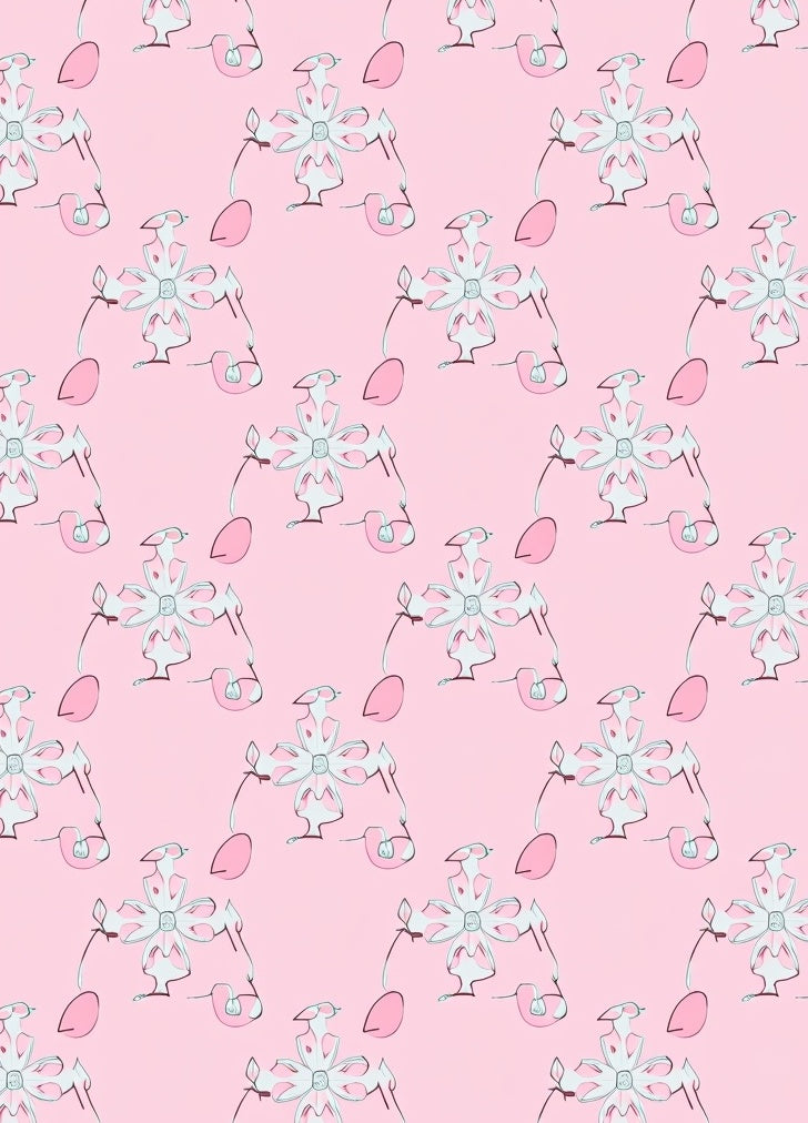 Soft Pink Watercolor Blossom Swirl Rug