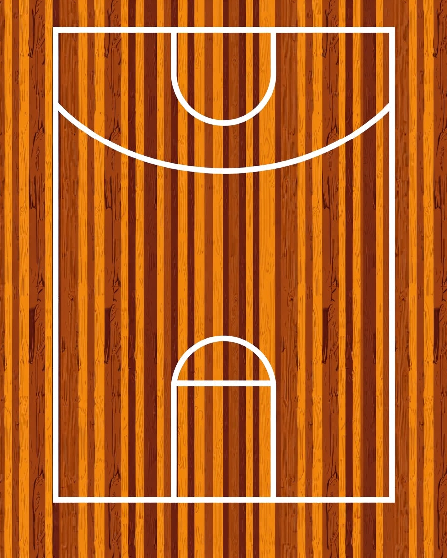 Brown Orange Vertical Wood Court Rug