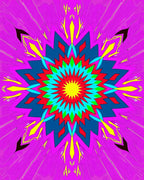 Vibrant Pink Sunburst Mandala Rug