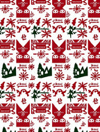 Rustic Red Green Folk Art Rug