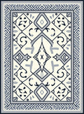 Cream Blue Geometric Central Diamond Rug