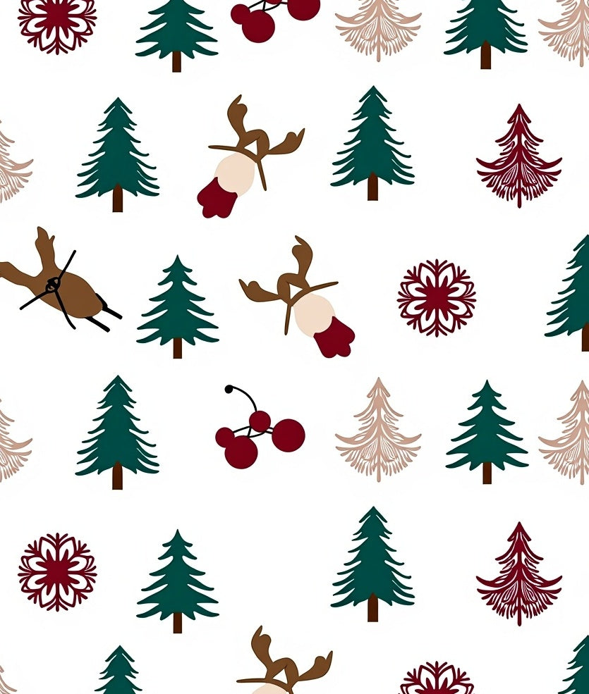 Woodland Winter Reindeer Christmas Trees Rug