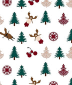 Woodland Winter Reindeer Christmas Trees Rug